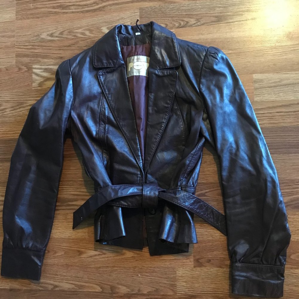 Vintage 70s brown leather crop jacket with belt 6